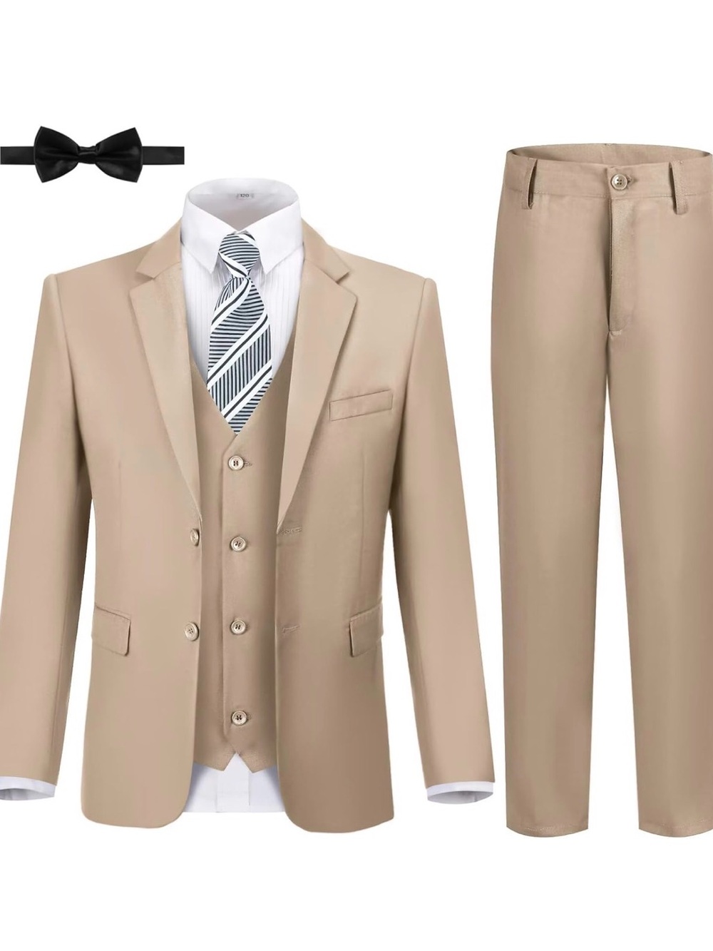 Boy’s Beige Suit with Vest and Trousers